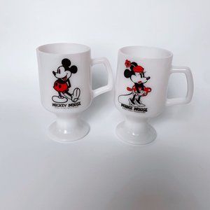 Mickey and Minnie Vintage Milk Glass Mug set